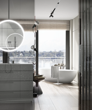 FRAME - Round mirror with integrated lighting by MOMA Design - view 3